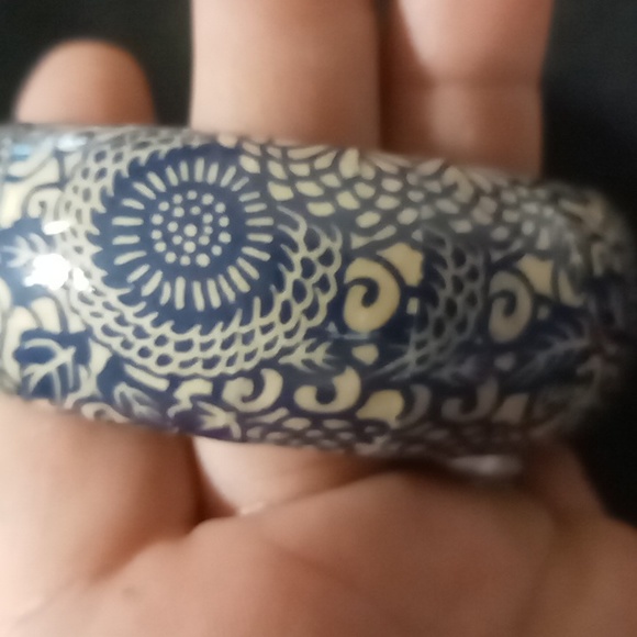 Large Glass beaded pearl like expandable bracelet & pulseira bangle - Picture 5 of 7